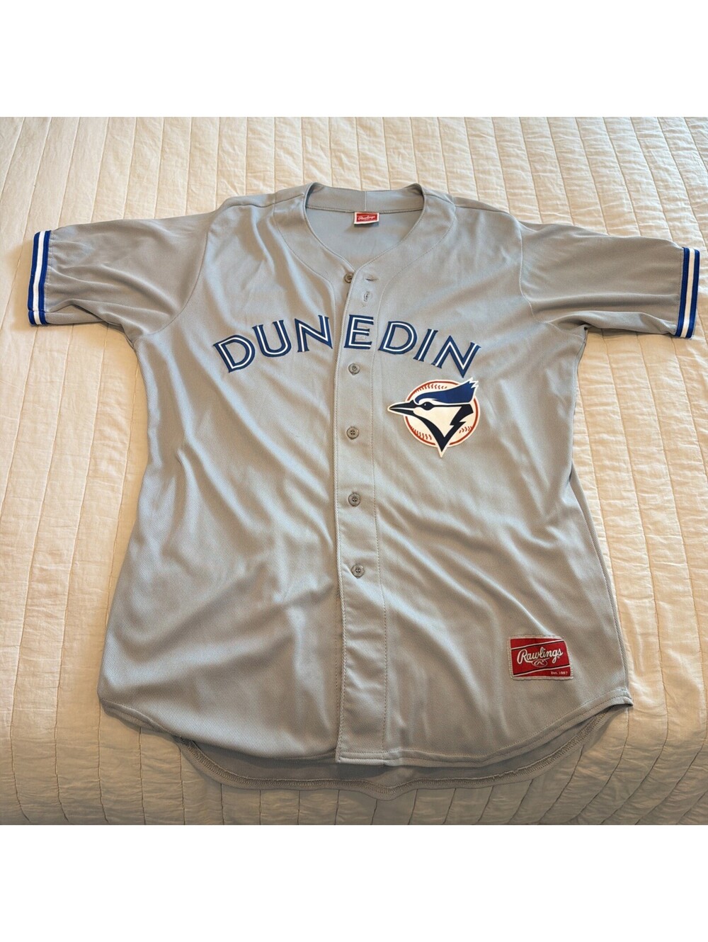 #39 DUNEDIN BLUE JAYS GAME WORN JERSEY Size 48